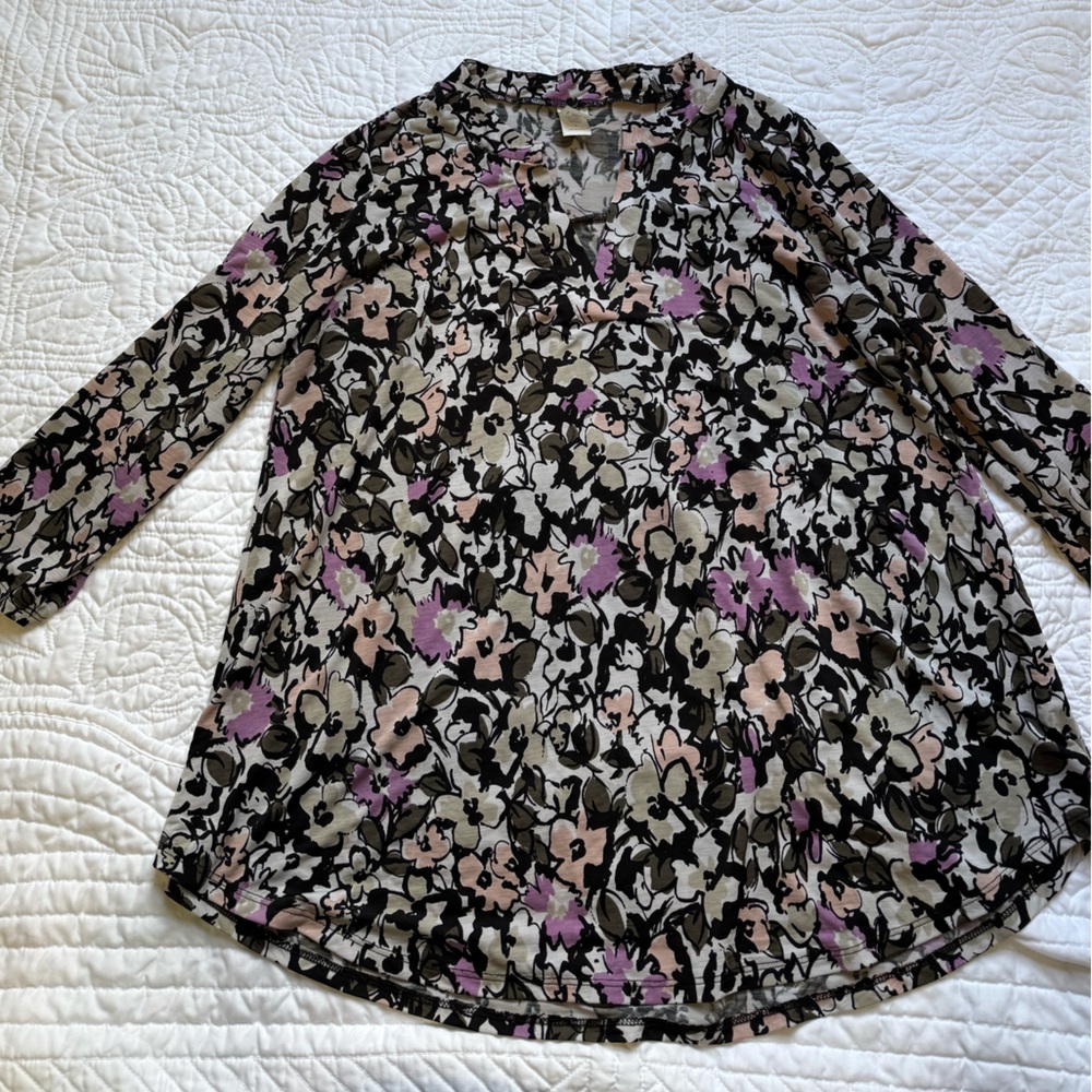 Sew In Love Black and Purple Floral Top